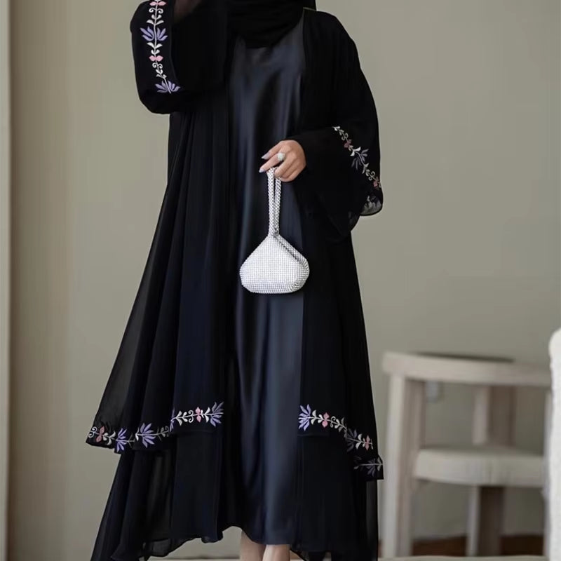 Premium Islamic Open Abaya with Custom Buttons – Elegant Women's Modest Dress