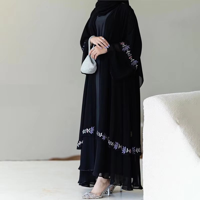 Premium Islamic Open Abaya with Custom Buttons – Elegant Women's Modest Dress