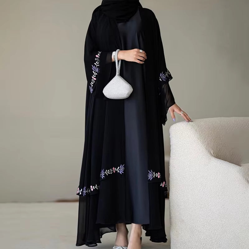 Premium Islamic Open Abaya with Custom Buttons – Elegant Women's Modest Dress